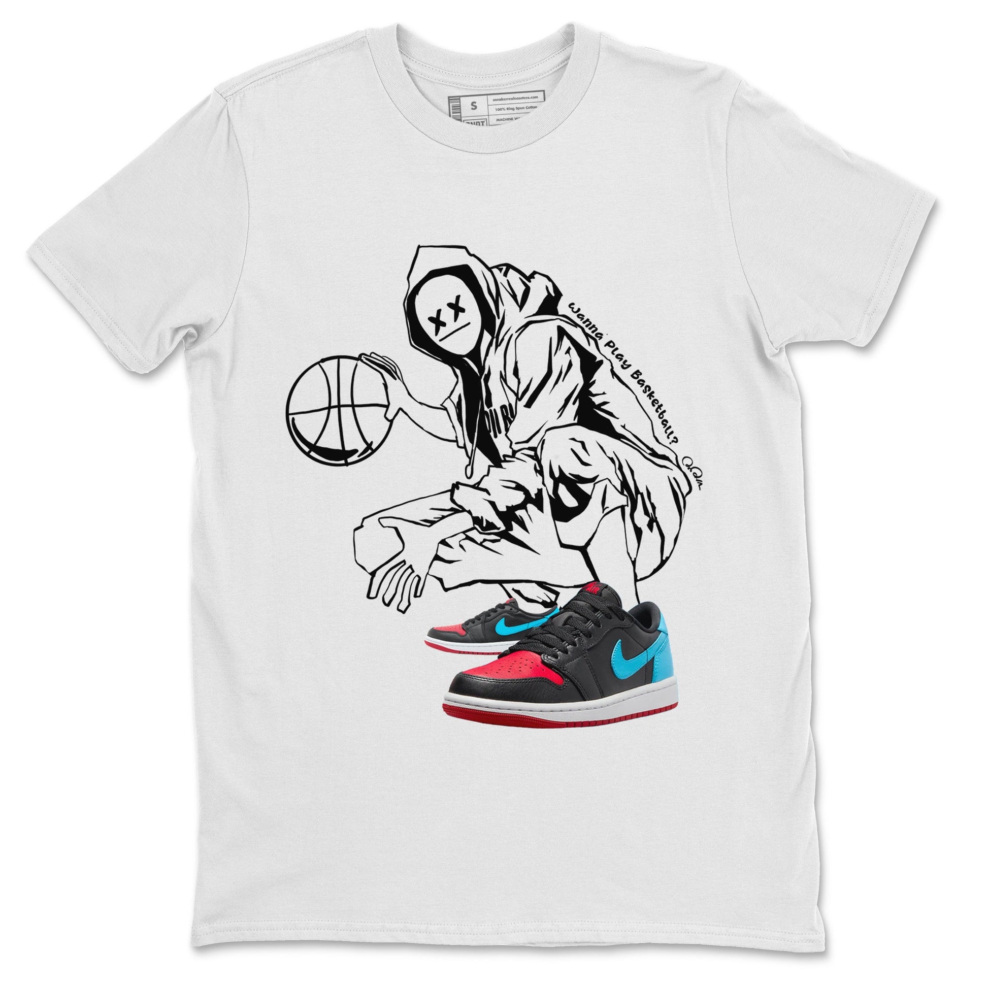 Air Jordan 1 UNC to Chicago shirt to match jordans Wanna Play Basketball sneaker tees AJ1 UNC to Chicago SNRT Sneaker Release Tees Unisex White 2 T-Shirt
