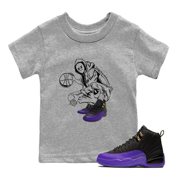 Air Jordan 12 Field Purple shirt to match jordans Wanna Play Basketball sneaker tees AJ12 Field Purple SNRT Sneaker Release Tees Baby Toddler Heather Grey 1 T-Shirt