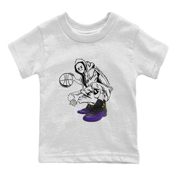 Air Jordan 12 Field Purple shirt to match jordans Wanna Play Basketball sneaker tees AJ12 Field Purple SNRT Sneaker Release Tees Baby Toddler White 2 T-Shirt