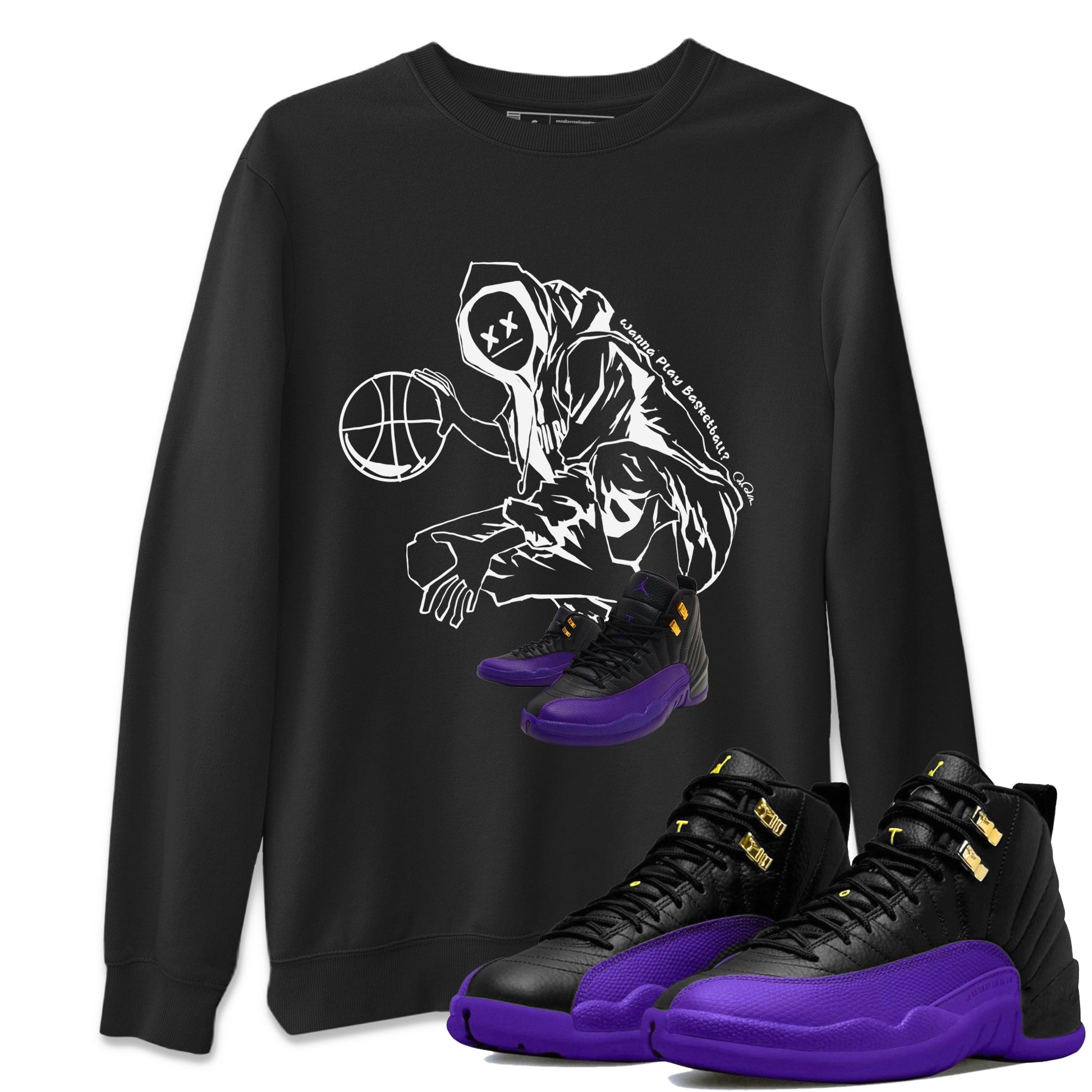 Air Jordan 12 Field Purple shirt to match jordans Wanna Play Basketball sneaker tees AJ12 Field Purple SNRT Sneaker Release Tees Unisex Black 1 T-Shirt