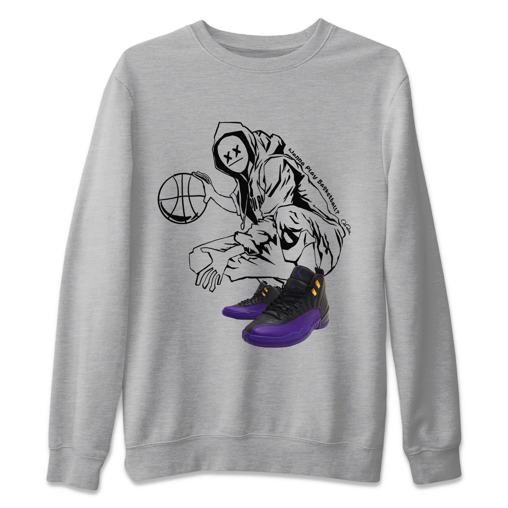 Air Jordan 12 Field Purple shirt to match jordans Wanna Play Basketball sneaker tees AJ12 Field Purple SNRT Sneaker Release Tees Unisex Heather Grey 2 T-Shirt