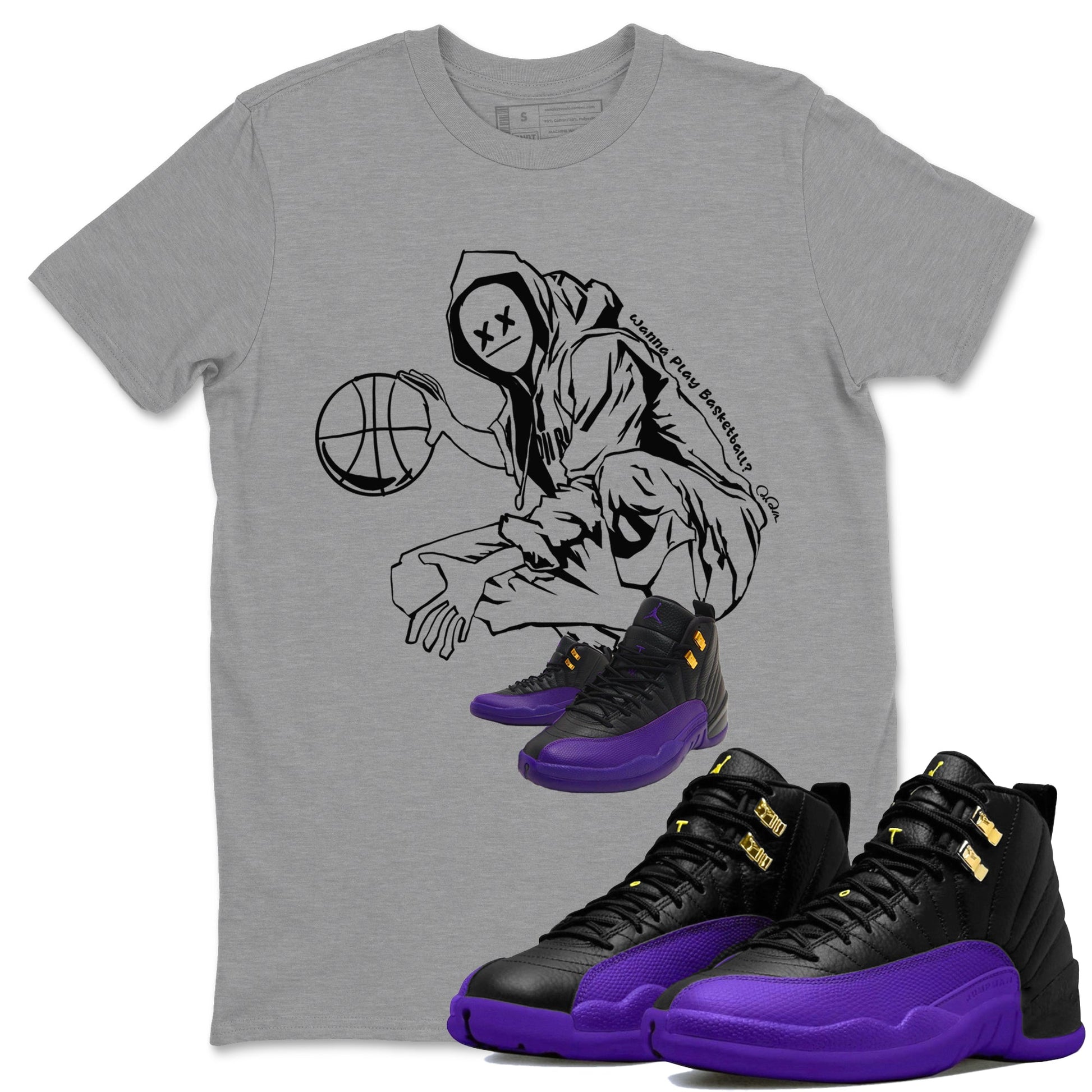 Air Jordan 12 Field Purple shirt to match jordans Wanna Play Basketball sneaker tees AJ12 Field Purple SNRT Sneaker Release Tees Unisex Heather Grey 1 T-Shirt