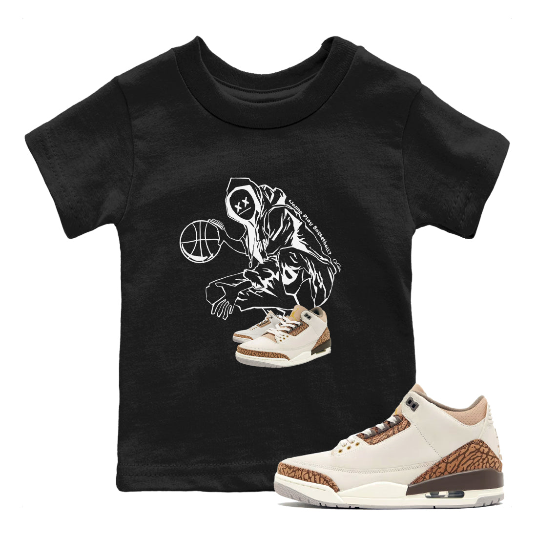 Air Jordan 3 Palomino shirt to match jordans Wanna Play Basketball sneaker tees AJ3 Palomino SNRT Sneaker Release Tees Baby Toddler Black 1 T-Shirt