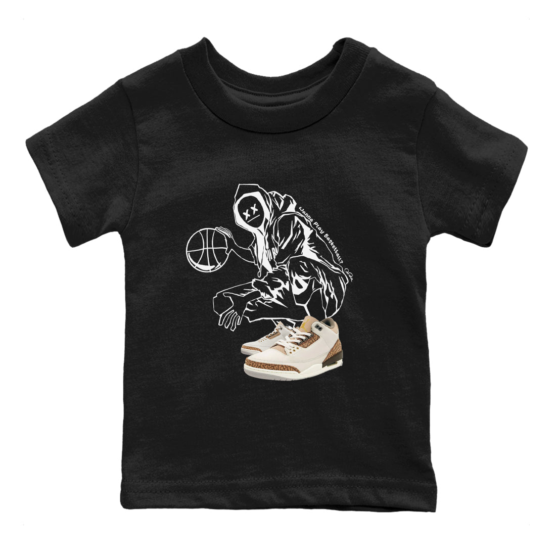 Air Jordan 3 Palomino shirt to match jordans Wanna Play Basketball sneaker tees AJ3 Palomino SNRT Sneaker Release Tees Baby Toddler Black 2 T-Shirt