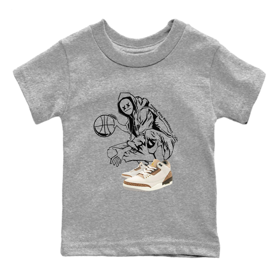 Air Jordan 3 Palomino shirt to match jordans Wanna Play Basketball sneaker tees AJ3 Palomino SNRT Sneaker Release Tees Baby Toddler Heather Grey 2 T-Shirt