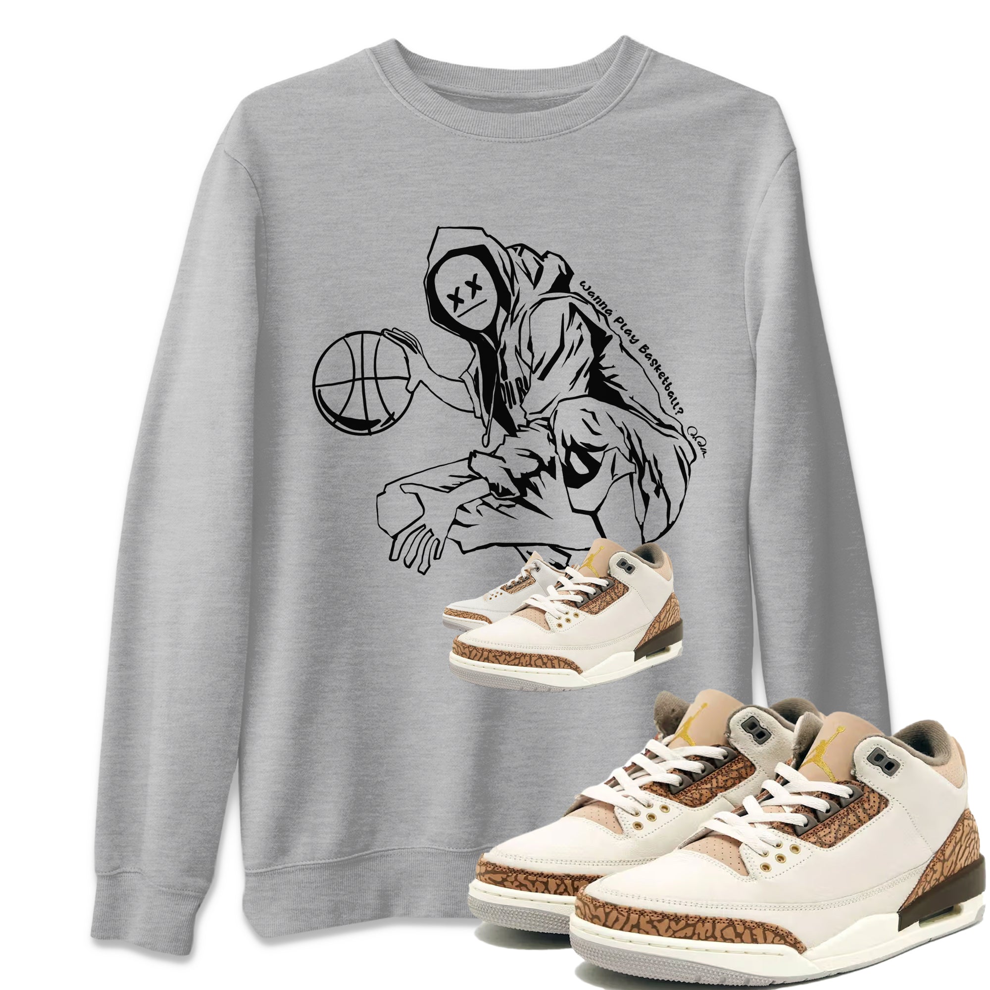 Air Jordan 3 Palomino shirt to match jordans Wanna Play Basketball sneaker tees AJ3 Palomino SNRT Sneaker Release Tees Unisex Heather Grey 1 T-Shirt