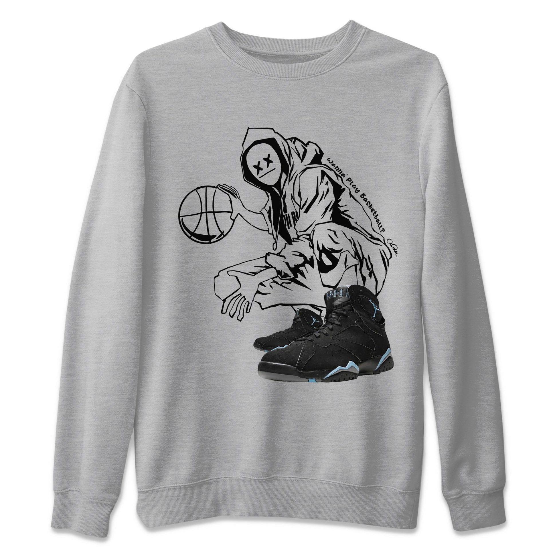 Air Jordan 7 Chambray shirt to match jordans Wanna Play Basketball sneaker tees AJ7 Chambray SNRT Sneaker Release Tees Unisex Heather Grey 2 T-Shirt