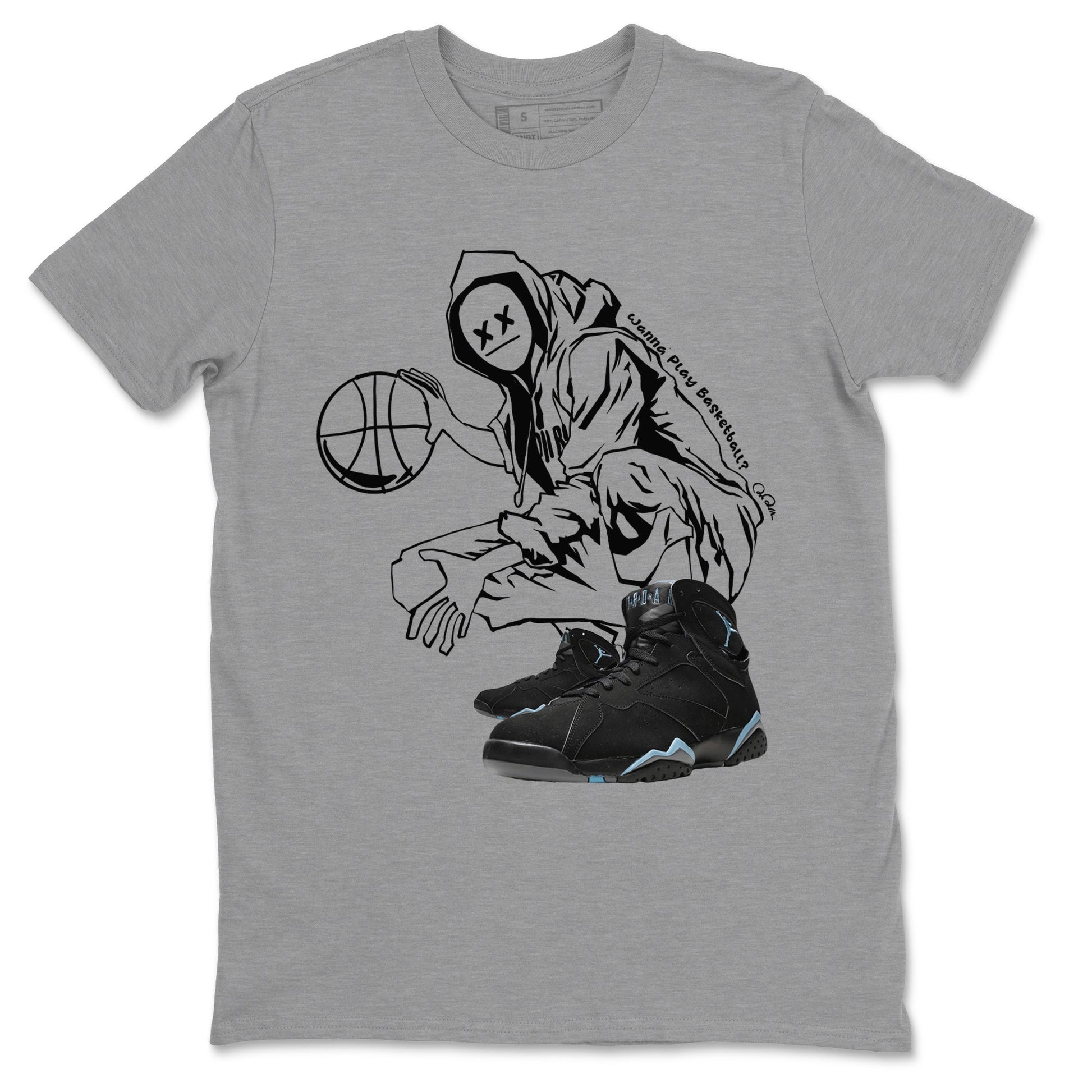 Air Jordan 7 Chambray shirt to match jordans Wanna Play Basketball sneaker tees AJ7 Chambray SNRT Sneaker Release Tees Unisex Heather Grey 2 T-Shirt