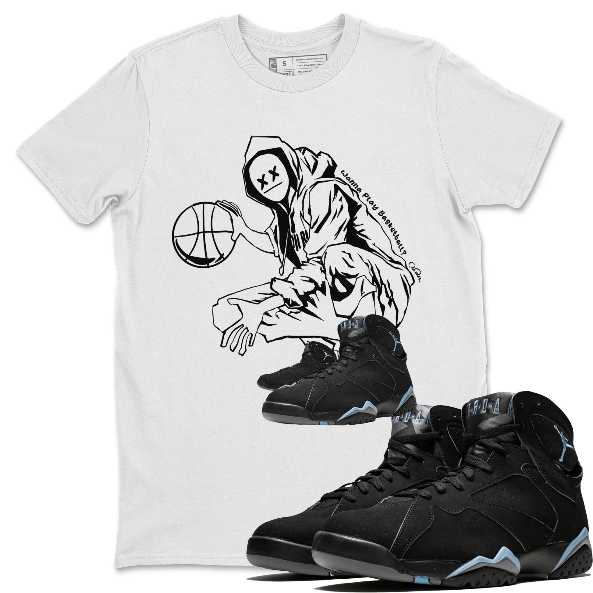 Air Jordan 7 Chambray shirt to match jordans Wanna Play Basketball sneaker tees AJ7 Chambray SNRT Sneaker Release Tees Unisex White 1 T-Shirt