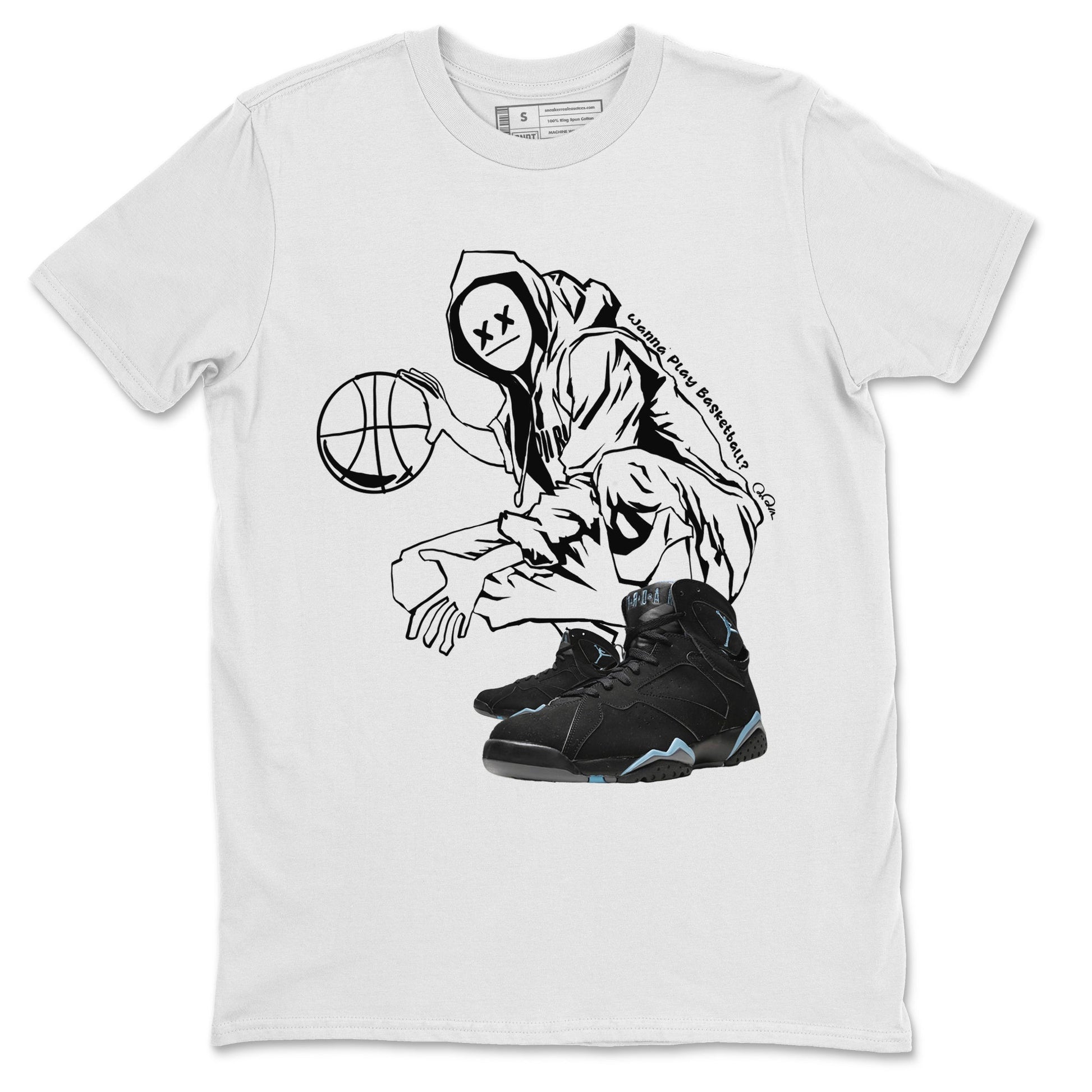 Air Jordan 7 Chambray shirt to match jordans Wanna Play Basketball sneaker tees AJ7 Chambray SNRT Sneaker Release Tees Unisex White 2 T-Shirt
