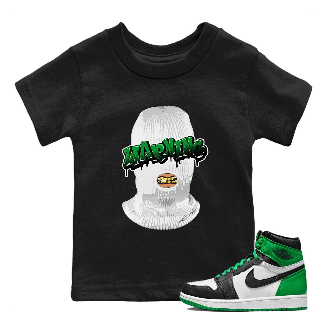 Air Jordan 1 Celtics Sneaker Match Tees Warning Sneaker Tees Air Jordan 1 Retro Celtics Sneaker Release Tees Kids Shirts Black 1