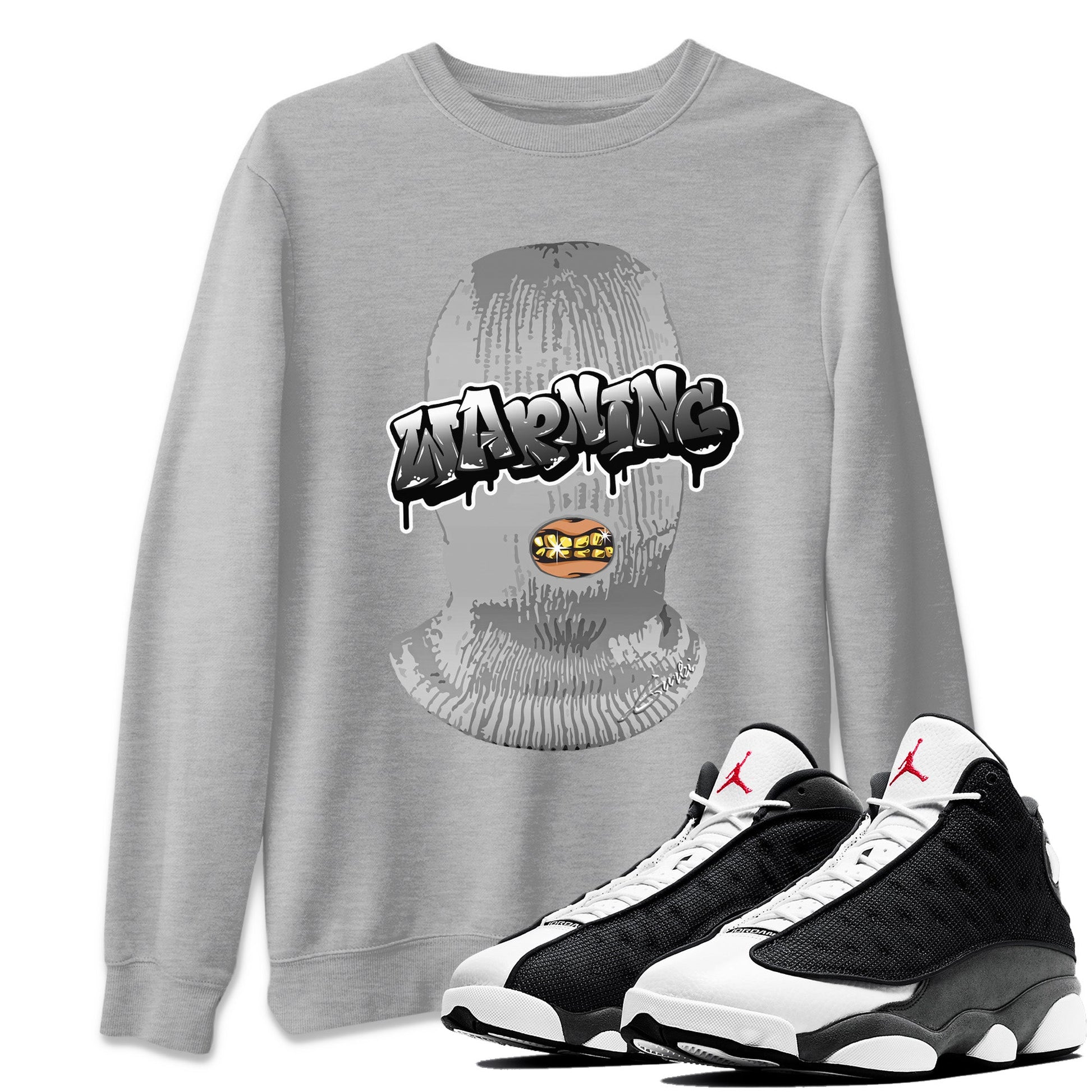 Air Jordan 13 Black Flint Sneaker Match Tees Warning Sneaker Tees Air Jordan 13 Black Flint Sneaker Release Tees Unisex Shirts Heather Grey 1