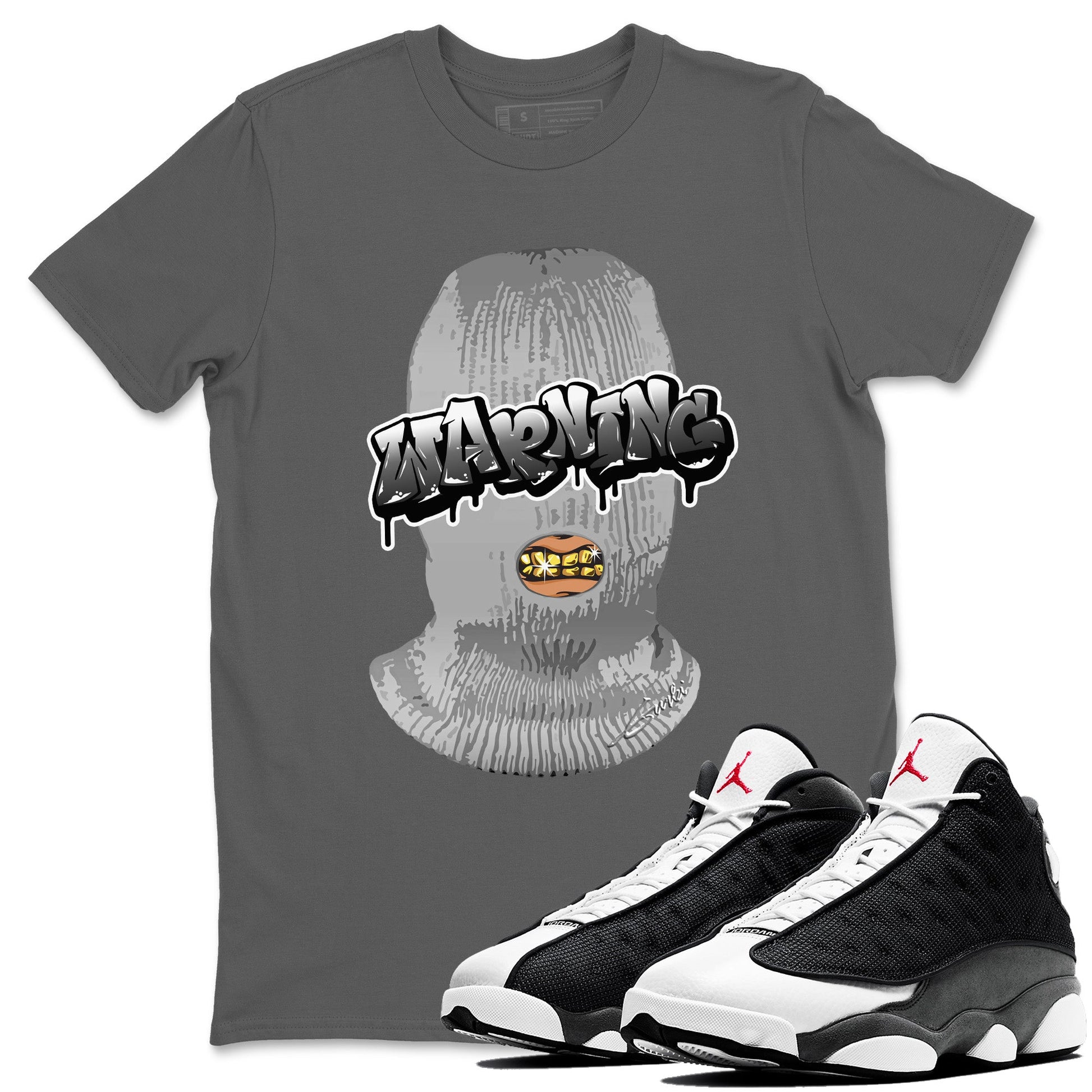 Air Jordan 13 Black Flint Warning Crew Neck Sneaker Tees Air Jordan 13 Black Flint Sneaker T-Shirts Washing and Care Tip