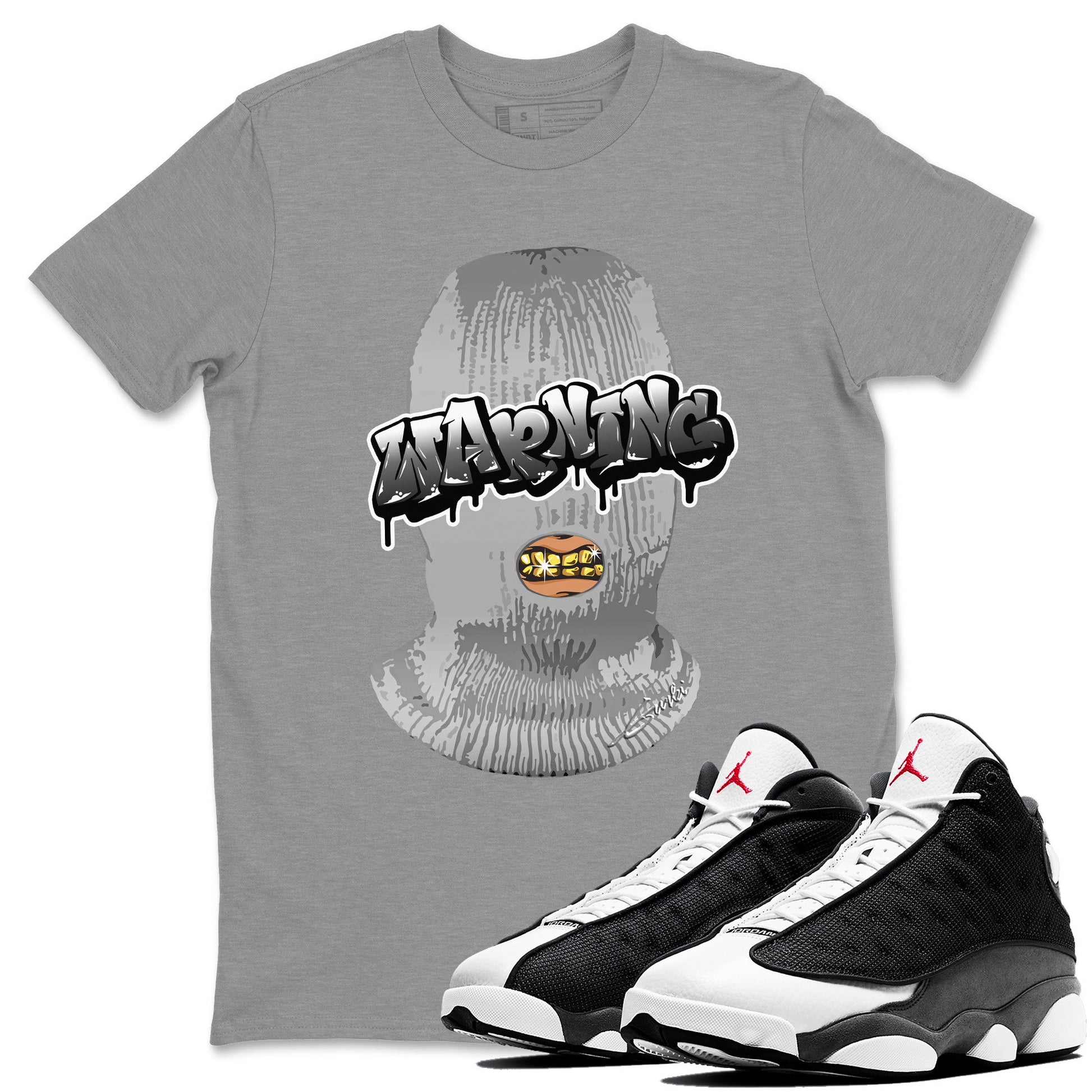 Air Jordan 13 Black Flint Warning Crew Neck Sneaker Tees Air Jordan 13 Black Flint Sneaker T-Shirts Size Chart