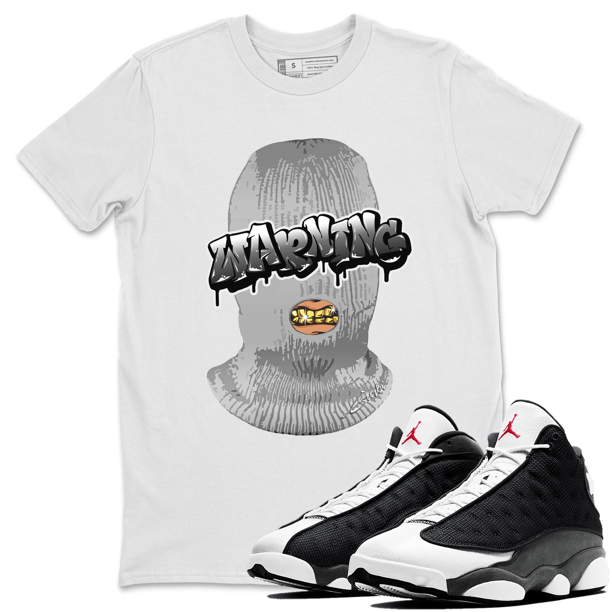 Air Jordan 13 Black Flint Sneaker Match Tees Warning Sneaker Tees Air Jordan 13 Black Flint Sneaker Release Tees Unisex Shirts White 1