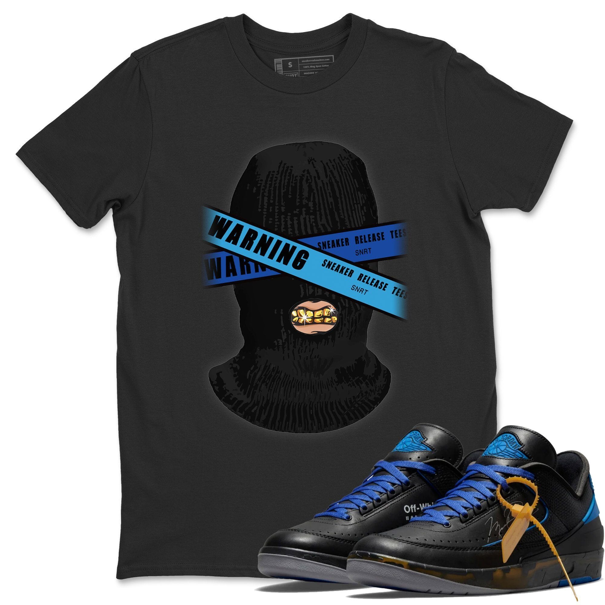 Jordan 2 OFF-WHITE Black Blue Sneaker Match Tees Warning Sneaker Tees Jordan 2 OFF-WHITE Black Blue Sneaker Release Tees Unisex Shirts