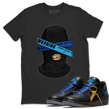 Jordan 2 OFF-WHITE Black Blue Sneaker Match Tees Warning Sneaker Tees Jordan 2 OFF-WHITE Black Blue Sneaker Release Tees Unisex Shirts