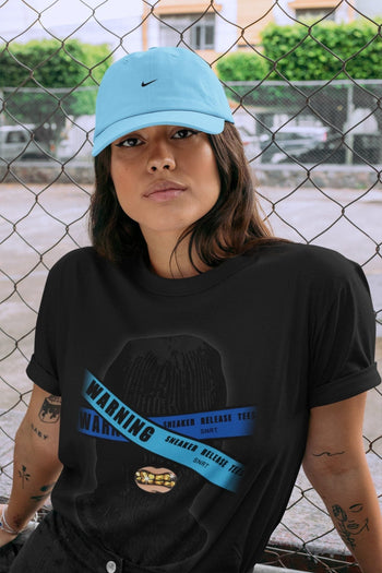 Jordan 2 OFF-WHITE Black Blue Sneaker Match Tees Warning Sneaker Tees Jordan 2 OFF-WHITE Black Blue Sneaker Release Tees Unisex Shirts