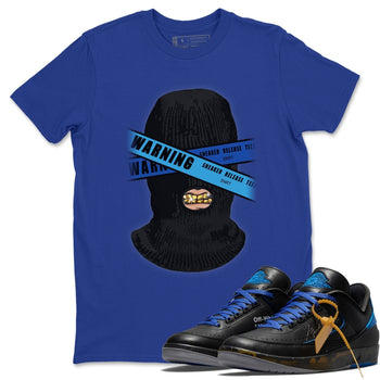 Jordan 2 OFF-WHITE Black Blue Sneaker Match Tees Warning Sneaker Tees Jordan 2 OFF-WHITE Black Blue Sneaker Release Tees Unisex Shirts