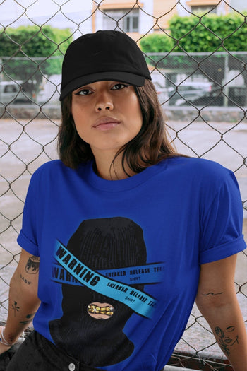 Jordan 2 OFF-WHITE Black Blue Sneaker Match Tees Warning Sneaker Tees Jordan 2 OFF-WHITE Black Blue Sneaker Release Tees Unisex Shirts