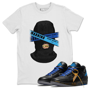 Jordan 2 OFF-WHITE Black Blue Sneaker Match Tees Warning Sneaker Tees Jordan 2 OFF-WHITE Black Blue Sneaker Release Tees Unisex Shirts