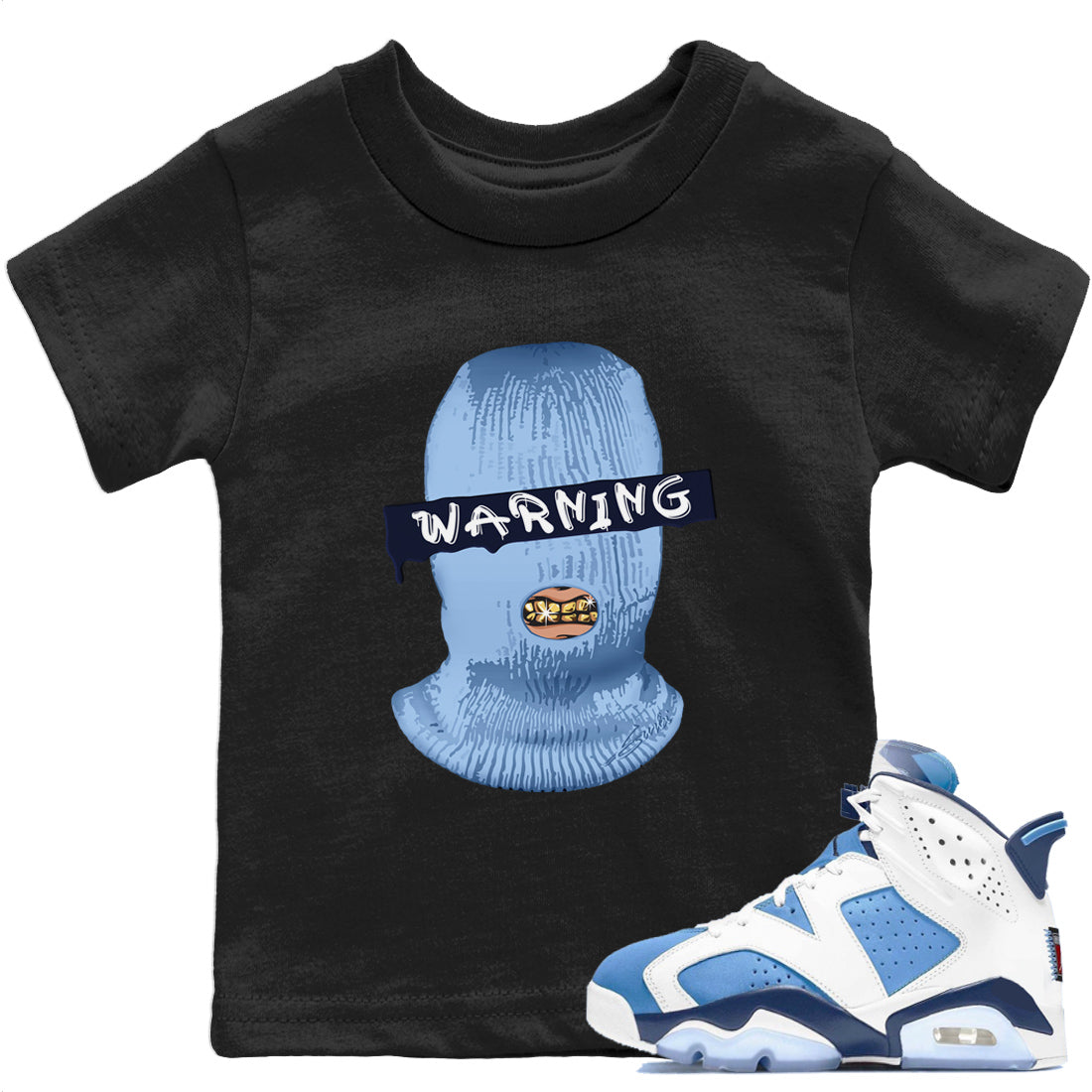 Jordan 6 UNC Sneaker Match Tees Warning Sneaker Tees Jordan 6 UNC Sneaker Release Tees Kids Shirts