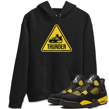 Air Jordan 4 Thunder Sneaker Match Tees Warning Sign Sneaker Tees Yellow AJ4 Thunder Sneaker Release Tees Unisex Shirts Black 1