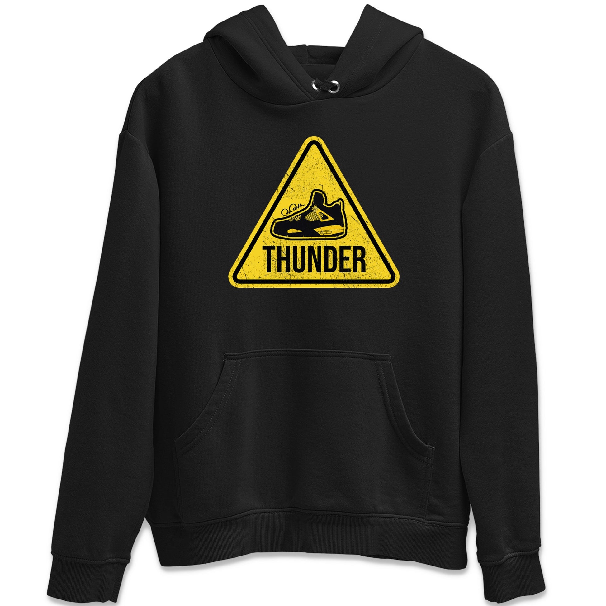 Air Jordan 4 Thunder Sneaker Match Tees Warning Sign Sneaker Tees Yellow AJ4 Thunder Sneaker Release Tees Unisex Shirts Black 2
