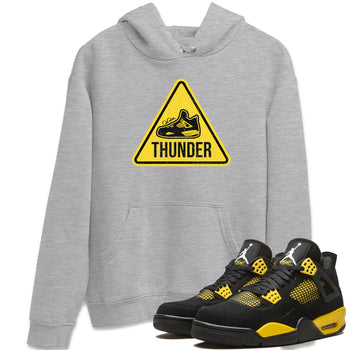 Air Jordan 4 Thunder Sneaker Match Tees Warning Sign Sneaker Tees Yellow AJ4 Thunder Sneaker Release Tees Unisex Shirts Heather Grey 1