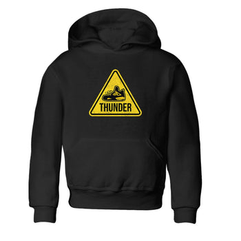 Air Jordan 4 Thunder Sneaker Match Tees Warning Sign Sneaker Tees Yellow AJ4 Thunder Sneaker Release Tees Kids Shirts Black 2