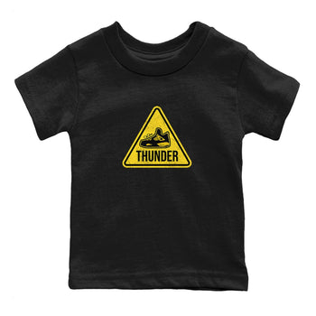 Air Jordan 4 Thunder Sneaker Match Tees Warning Sign Sneaker Tees Yellow AJ4 Thunder Sneaker Release Tees Kids Shirts Black 2