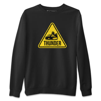 Air Jordan 4 Thunder Sneaker Match Tees Warning Sign Sneaker Tees Yellow AJ4 Thunder Sneaker Release Tees Unisex Shirts Black 2