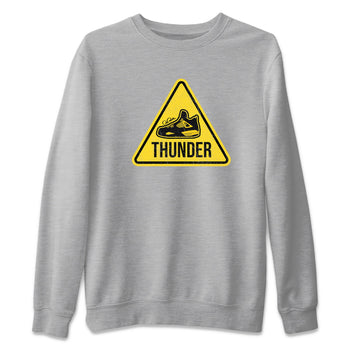 Air Jordan 4 Thunder Sneaker Match Tees Warning Sign Sneaker Tees Yellow AJ4 Thunder Sneaker Release Tees Unisex Shirts Heather Grey 2