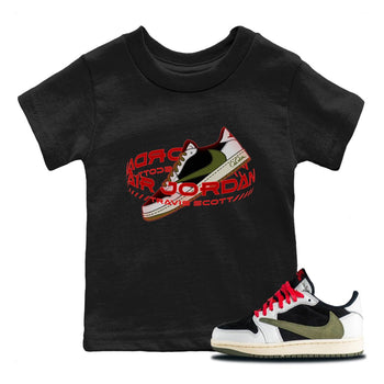 Jordan 1 Travis Scott Olive Sneaker Match Tees Warping Space Sneaker Tees Jordan 1 Travis Scott Olive Sneaker Release Tees Kids Shirts