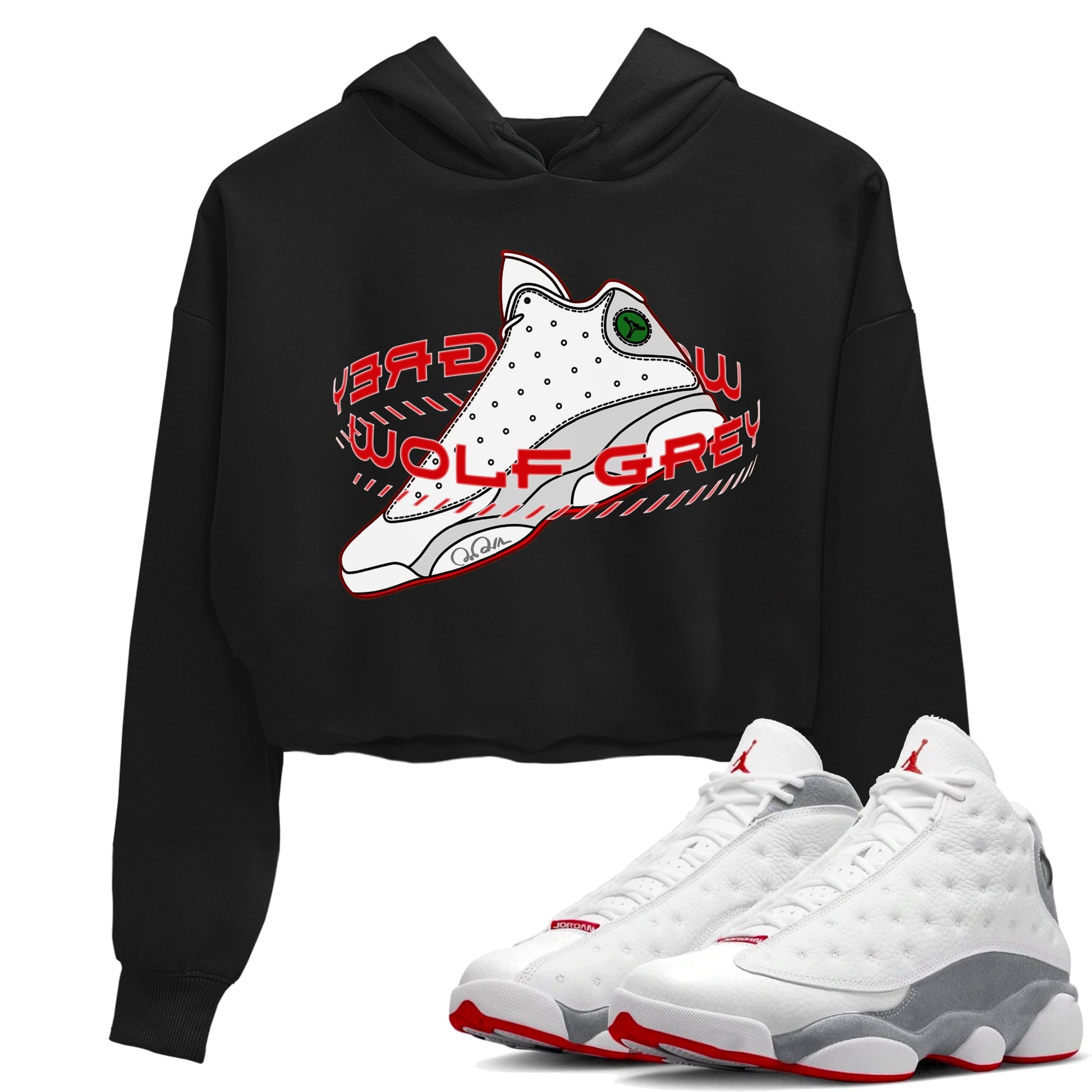 Air Jordan 13 Wolf Grey Sneaker Match Tees Warping Space Sneaker Tees AJ13 Wolf Grey Sneaker Release Tees Women's Shirts Black 1