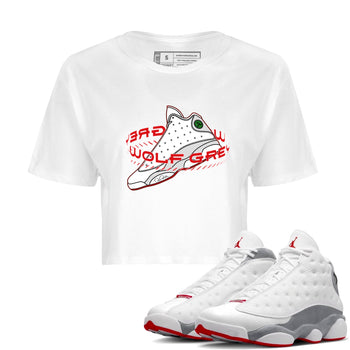 Air Jordan 13 Wolf Grey Sneaker Match Tees Warping Space Sneaker Tees AJ13 Wolf Grey Sneaker Release Tees Women's Shirts White 1