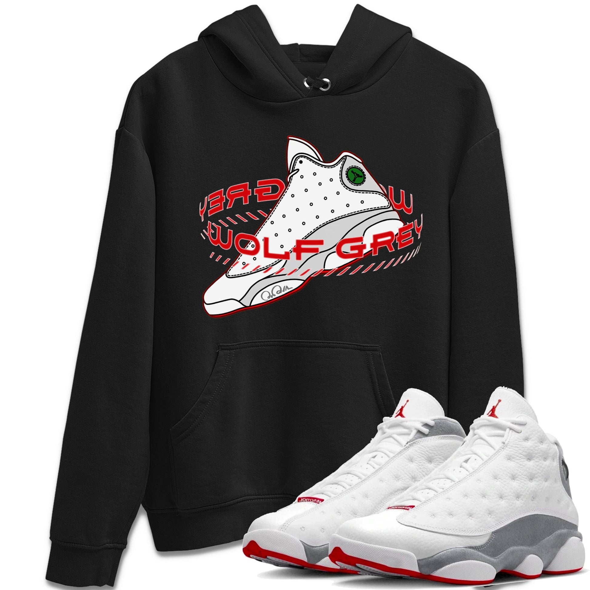 Air Jordan 13 Wolf Grey Sneaker Match Tees Warping Space Sneaker Tees AJ13 Wolf Grey Sneaker Release Tees Unisex Shirts Black 1