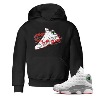 Air Jordan 13 Wolf Grey Sneaker Match Tees Warping Space Sneaker Tees AJ13 Wolf Grey Sneaker Release Tees Kids Shirts Black 1