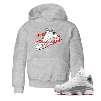 Air Jordan 13 Wolf Grey Sneaker Match Tees Warping Space Sneaker Tees AJ13 Wolf Grey Sneaker Release Tees Kids Shirts Heather Grey 1