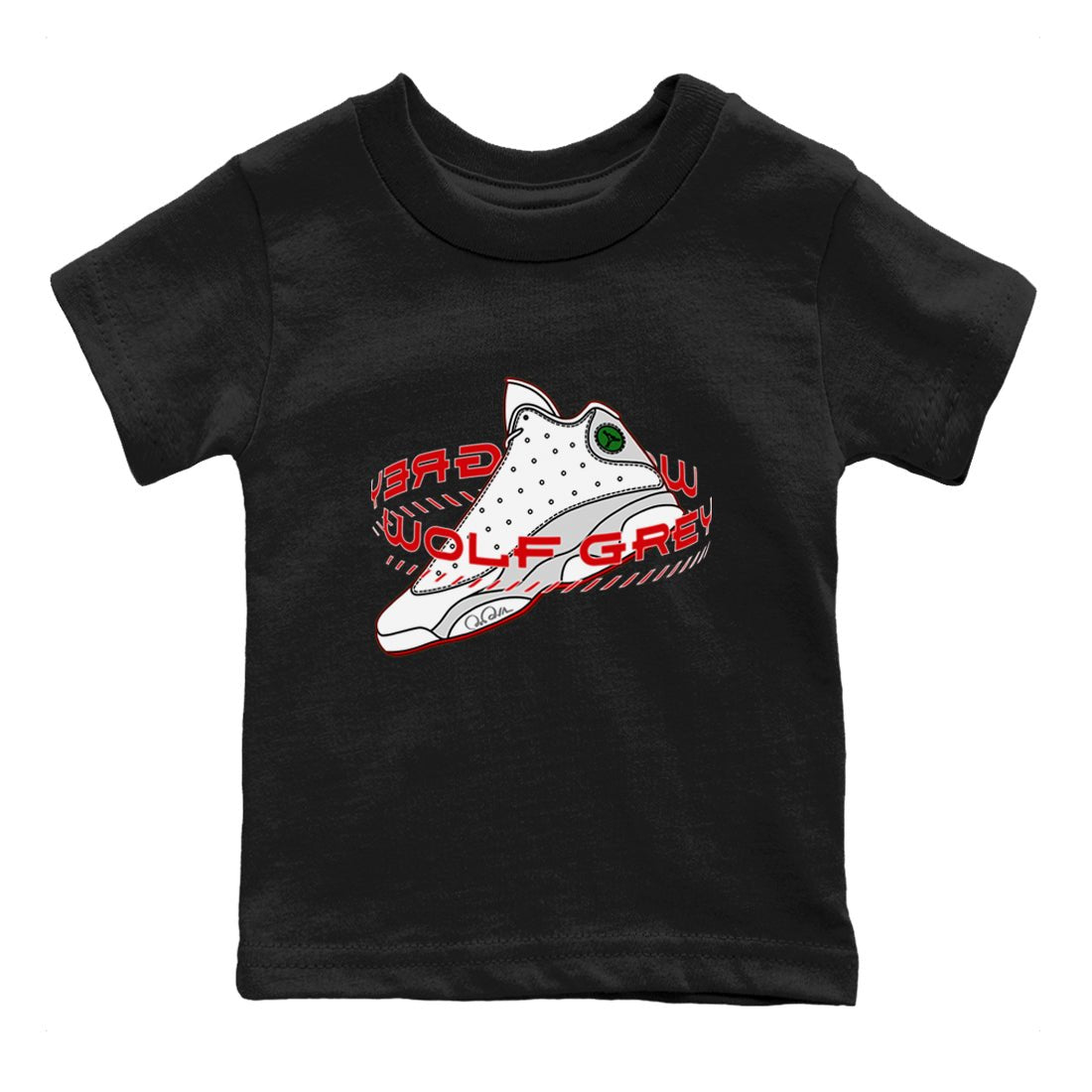 Air Jordan 13 Wolf Grey Sneaker Match Tees Warping Space Sneaker Tees AJ13 Wolf Grey Sneaker Release Tees Kids Shirts Black 2