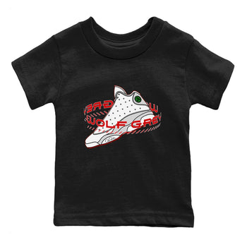 Air Jordan 13 Wolf Grey Sneaker Match Tees Warping Space Sneaker Tees AJ13 Wolf Grey Sneaker Release Tees Kids Shirts Black 2