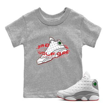 Air Jordan 13 Wolf Grey Sneaker Match Tees Warping Space Sneaker Tees AJ13 Wolf Grey Sneaker Release Tees Kids Shirts Heather Grey 1
