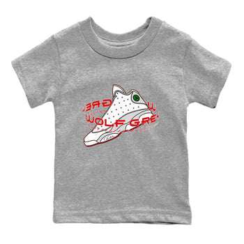 Air Jordan 13 Wolf Grey Sneaker Match Tees Warping Space Sneaker Tees AJ13 Wolf Grey Sneaker Release Tees Kids Shirts Heather Grey 2