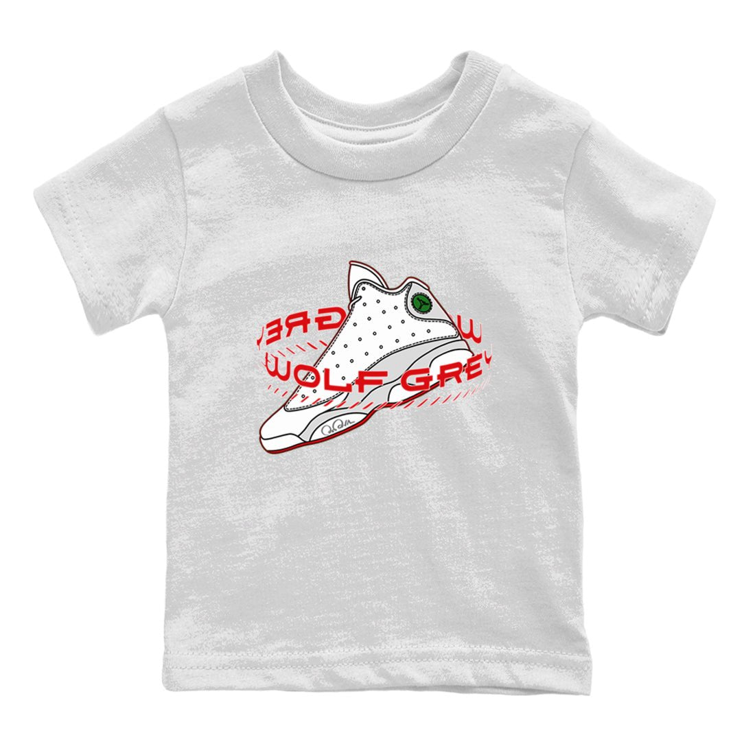 Air Jordan 13 Wolf Grey Sneaker Match Tees Warping Space Sneaker Tees AJ13 Wolf Grey Sneaker Release Tees Kids Shirts White 2