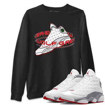 Air Jordan 13 Wolf Grey Sneaker Match Tees Warping Space Sneaker Tees AJ13 Wolf Grey Sneaker Release Tees Unisex Shirts Black 1