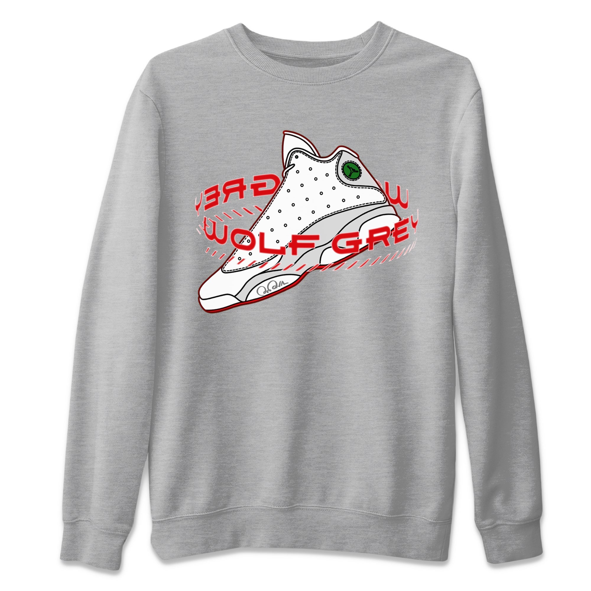 Air Jordan 13 Wolf Grey Sneaker Match Tees Warping Space Sneaker Tees AJ13 Wolf Grey Sneaker Release Tees Unisex Shirts Heather Grey 2