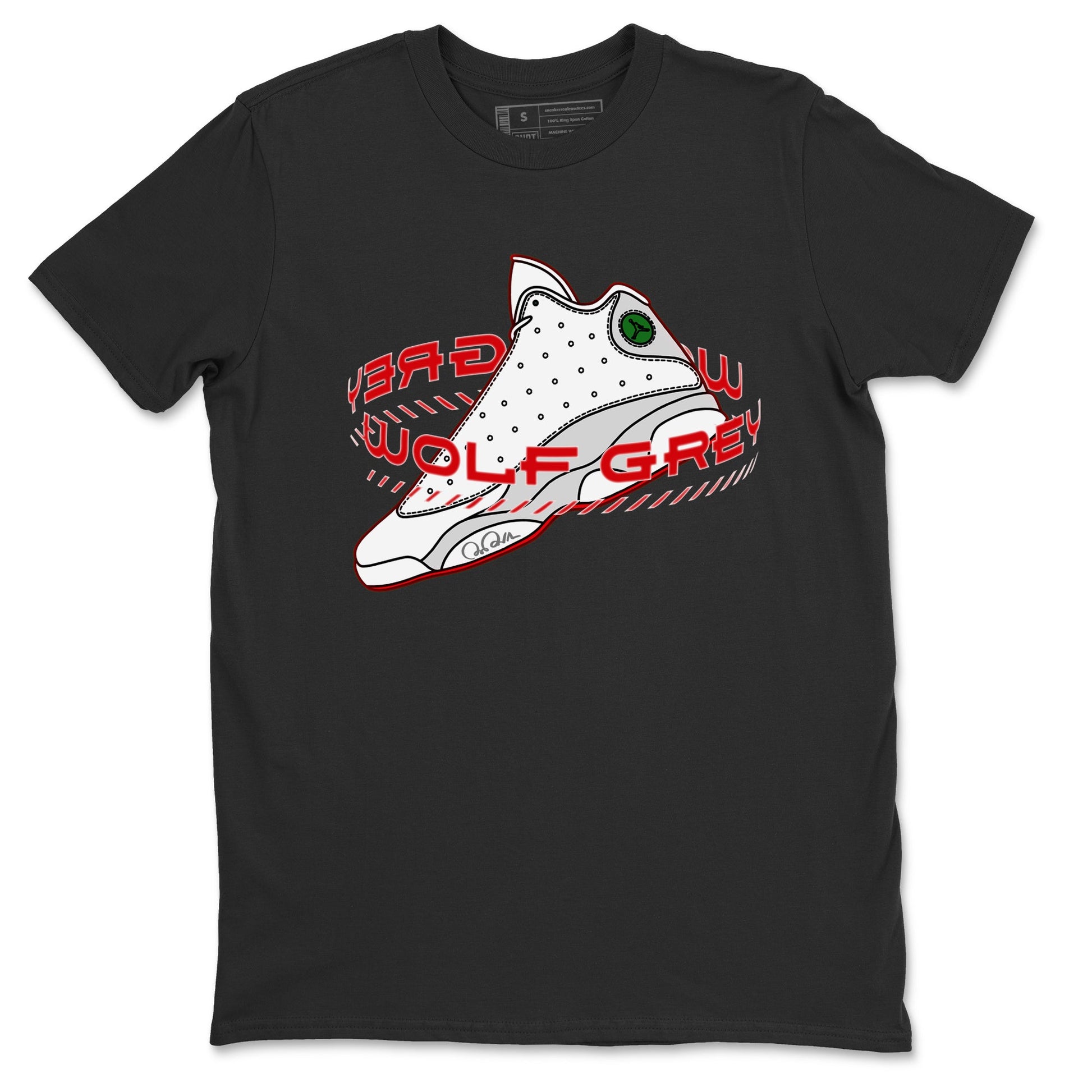 Air Jordan 13 Wolf Grey Sneaker Match Tees Warping Space Sneaker Tees AJ13 Wolf Grey Sneaker Release Tees Unisex Shirts Black 2