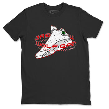 Air Jordan 13 Wolf Grey Sneaker Match Tees Warping Space Sneaker Tees AJ13 Wolf Grey Sneaker Release Tees Unisex Shirts Black 2