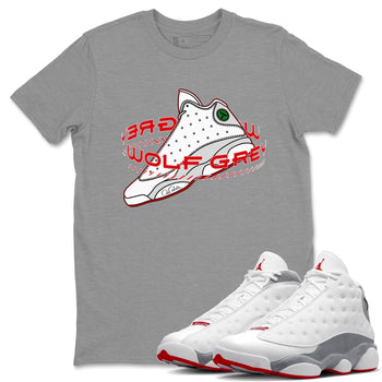 Air Jordan 13 Wolf Grey Sneaker Match Tees Warping Space Sneaker Tees AJ13 Wolf Grey Sneaker Release Tees Unisex Shirts Heather Grey 1