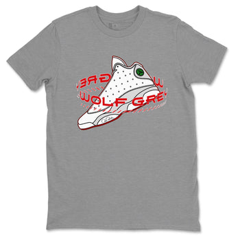 Air Jordan 13 Wolf Grey Sneaker Match Tees Warping Space Sneaker Tees AJ13 Wolf Grey Sneaker Release Tees Unisex Shirts Heather Grey 2